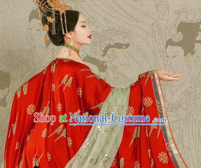 China Traditional Court Hanfu Garments Han Dynasty Imperial Consort Historical Clothing Ancient Empress Red Dress