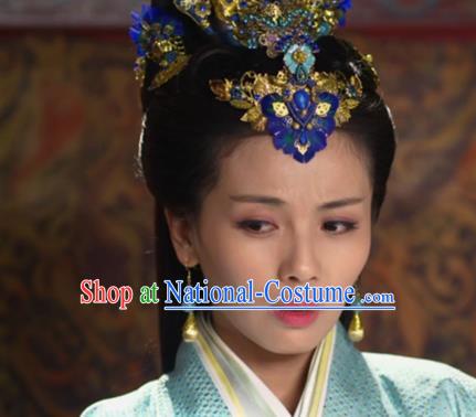 China Ancient Queen Feather Hair Claw Drama Legend of Miyue Mi Shu Headpiece Traditional Warring States Period Empress Frontlet Accessories