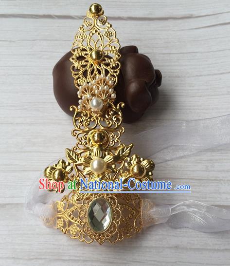 Chinese Traditional Tang Dynasty Noble Childe Headwear Ancient Royal Prince Pearls Hairdo Crown