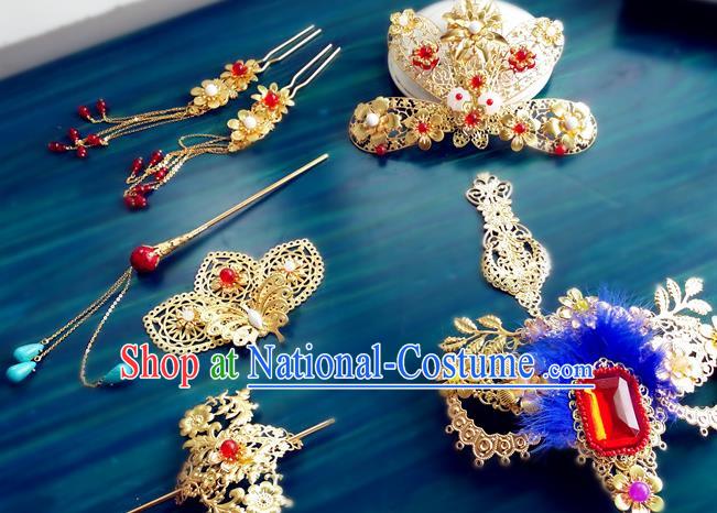 China Drama Legend of Miyue Wei Yan Headdress Traditional Warring States Period Hair Accessories Ancient Queen Hair Crown Hairpins