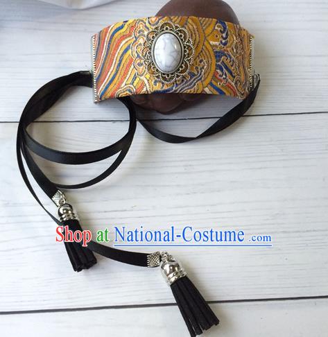 Chinese Classical Dance Headwear Traditional Ming Dynasty Hair Accessories Ancient King Yellow Hairdo Crown