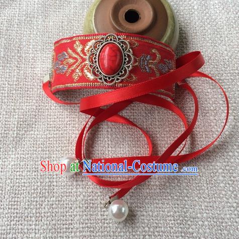 Chinese Traditional Hanfu Hair Accessories Ming Dynasty Childe Red Headband Ancient Bridegroom Hairdo Crown