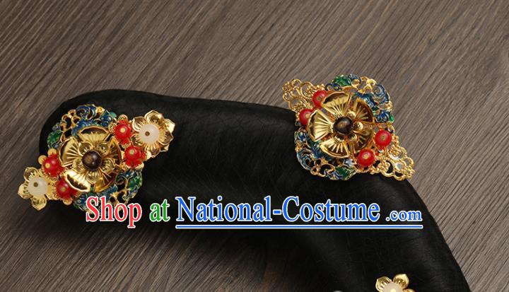 China Ancient Imperial Consort Wigs and Hairpins Drama Story of Yanxi Palace Hairpieces Traditional Qing Dynasty Manchu Princess Headdress