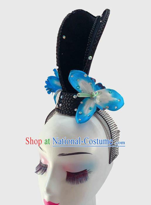 Chinese Traditional Woman Dance Hair Clasp Classical Dance Wigs Chignon Court Dance Headpieces