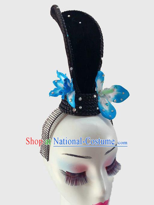 Chinese Traditional Woman Dance Hair Clasp Classical Dance Wigs Chignon Court Dance Headpieces