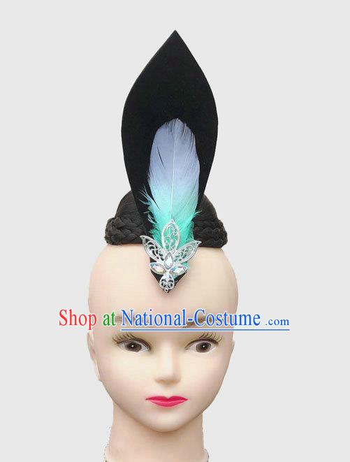 Chinese Tang Dynasty Du Fu Dance Headpieces Traditional Stage Performance Headdress Classical Dance Wigs Chignon