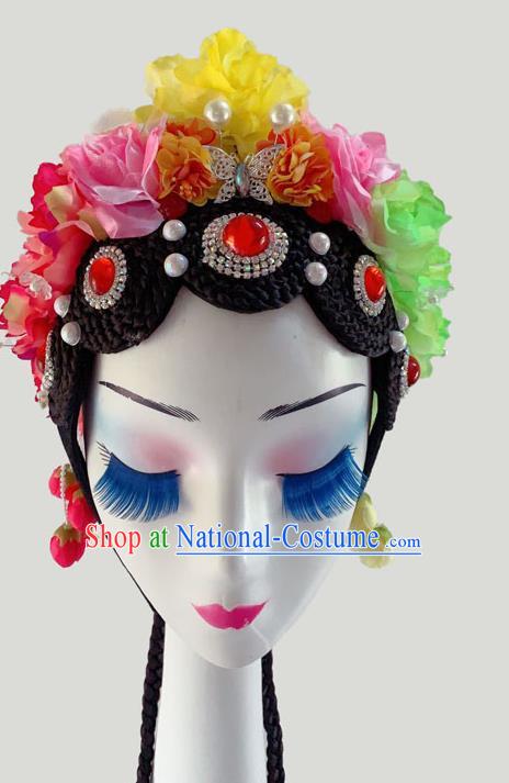 Chinese Woman Stage Performance Headdress Classical Dance Hair Accessories Peking Opera Diva Wigs Hairpieces