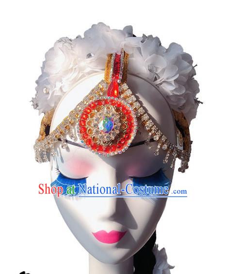 China Uighur Nationality Dance Wigs Xinjiang Minority Performance Hairpieces Indian Dance Braid Hair Accessories