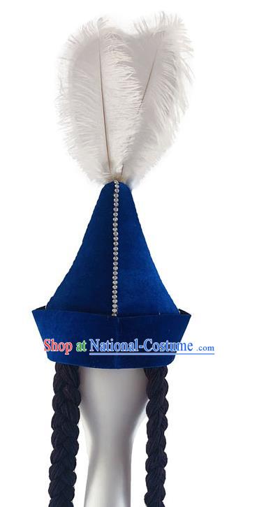 China Xinjiang Ethnic Woman Dance Headdress Uighur Nationality Dance Royalblue Hat Uyghur Minority Performance Headwear