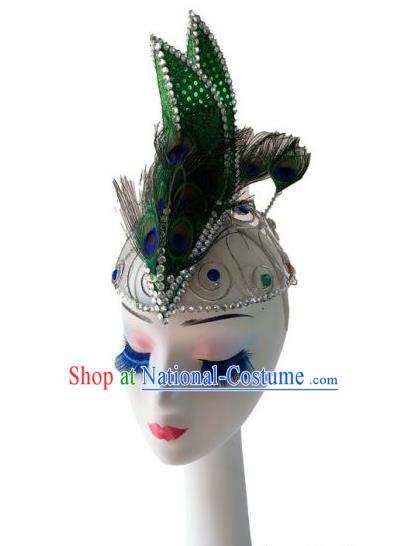 China Dai Nationality Dance Headwear Yunnan Minority Performance Headdress Ethnic Woman Peacock Dance Hair Accessories