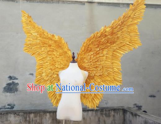 Custom Christmas Performance Props Catwalks Golden Wings Cosplay Angel Giant Accessories Miami Stage Show Deluxe Feather Wings