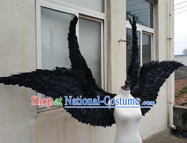 Custom Miami Stage Show Deluxe Feather Wings Christmas Performance Props Catwalks Black Wings Cosplay Demon Giant Accessories