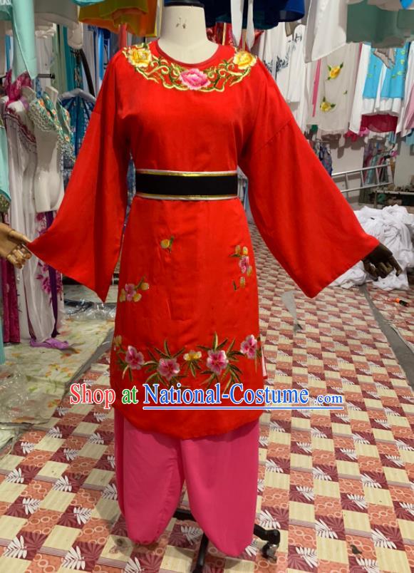 China Beijing Opera Young Male Red Outfits Traditional Opera Bridegroom Clothing Shaoxing Opera Garment Costumes