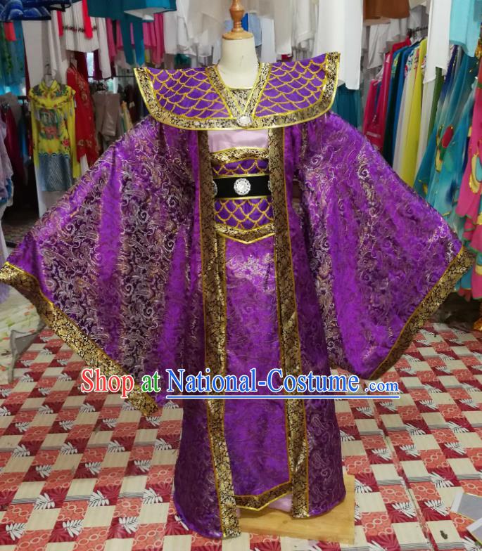 China Beijing Opera Purple Official Robe Uniforms Traditional Opera Prefecture Clothing Guangdong Opera Male Garment Costumes