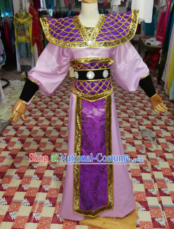 China Beijing Opera Purple Official Robe Uniforms Traditional Opera Prefecture Clothing Guangdong Opera Male Garment Costumes