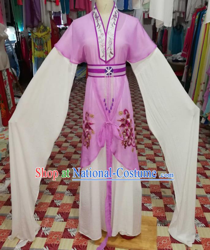 China Ancient Village Girl Garment Costumes Huangmei Opera Actress Lilac Dress Outfits Traditional Peking Opera Xiaodan Clothing