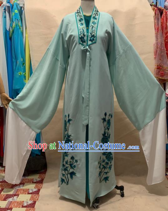 China Traditional Opera Scholar Clothing Henan Opera Young Male Garment Costumes Beijing Opera Xiaosheng Embroidered Light Green Robe