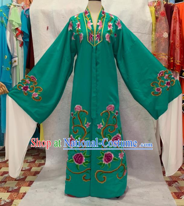 China Beijing Opera Xiaosheng Embroidered Green Robe Traditional Opera Scholar Clothing Henan Opera Young Male Garment Costumes