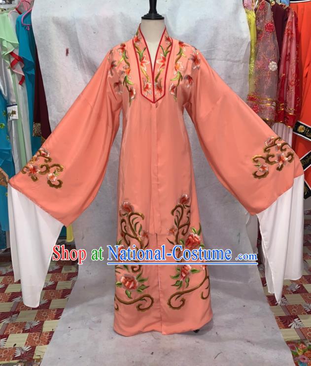 China Henan Opera Scholar Garment Costumes Beijing Opera Xiaosheng Embroidered Orange Robe Traditional Opera Young Male Clothing