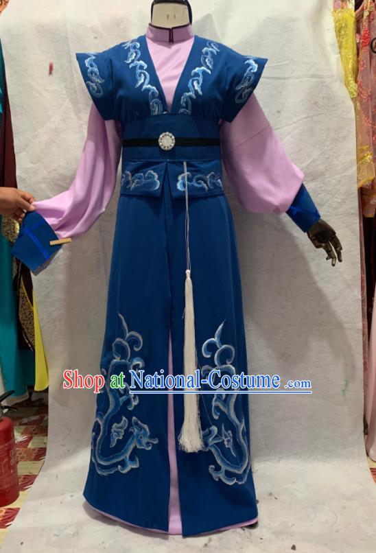 China Beijing Opera Wusheng Embroidered Navy Uniforms Traditional Opera Swordsman Clothing Shaoxing Opera General Garment Costumes