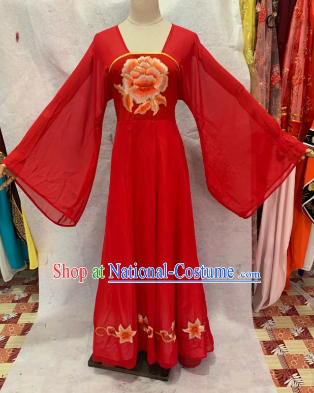 China Peking Opera Hua Tan Clothing Ancient Empress Garment Costume Shaoxing Opera Queen Embroidered Red Dress Outfits