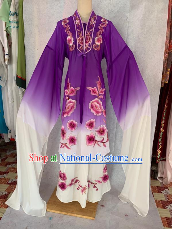 China Peking Opera Diva Clothing Ancient Princess Garment Costume Shaoxing Opera Actress Purple Dress Outfits