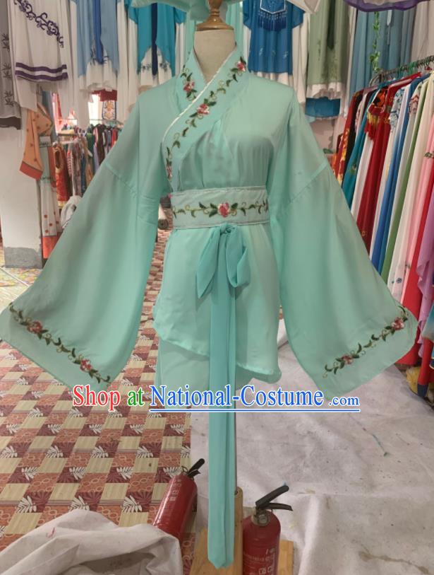 China Peking Opera Diva Clothing Ancient Palace Lady Garment Costumes Shaoxing Opera Actress Light Green Dress