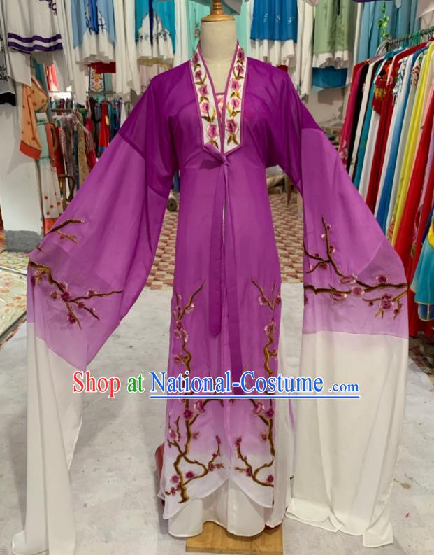 China Huangmei Opera Actress Purple Dress Outfits Peking Opera Diva Clothing Ancient Palace Princess Garment Costumes