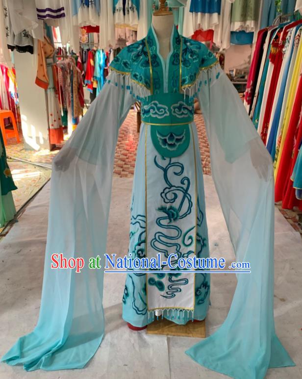 China Ancient Princess Garment Costumes Huangmei Opera Fairy Light Blue Dress Outfits Peking Opera Hua Tan Clothing