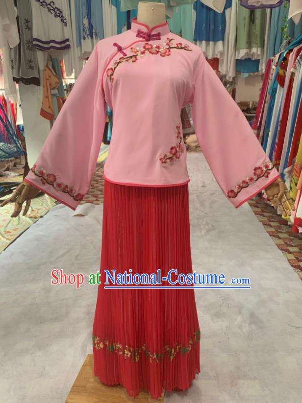 China Ancient Young Lady Garment Costumes Shaoxing Opera Actress Dress Outfits Traditional Peking Opera Village Girl Clothing