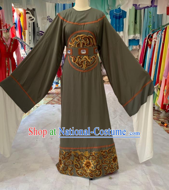 China Traditional Opera Young Male Clothing Shaoxing Opera Scholar Garment Costume Beijing Opera Embroidered Grey Official Robe