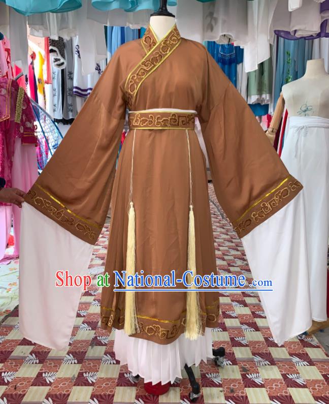 China Ancient Elderly Woman Garment Costumes Shaoxing Opera Old Dame Brown Dress Outfits Traditional Peking Opera Laodan Clothing