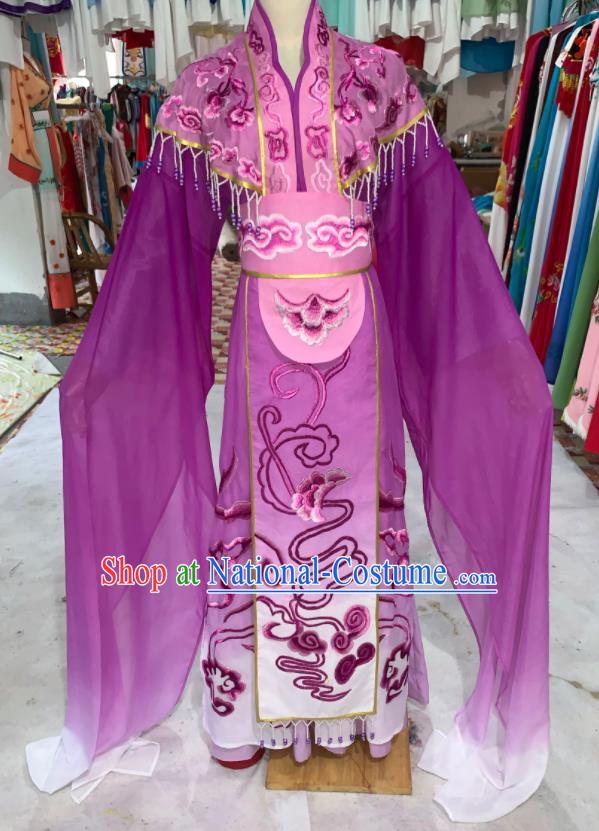 China Ancient Princess Garment Costumes Huangmei Opera Empress Purple Dress Outfits Traditional Peking Opera Hua Tan Clothing