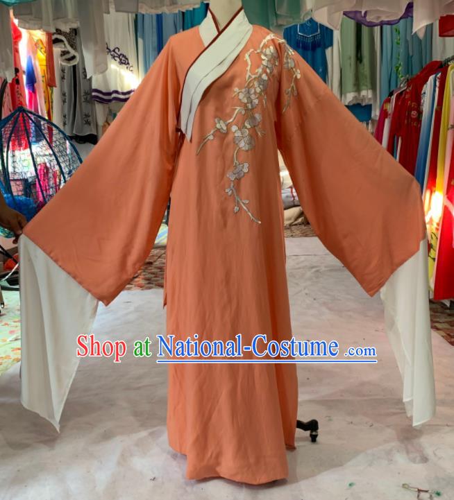 China Shaoxing Opera Scholar Garment Costume Beijing Opera Niche Embroidered Orange Robe Uniforms Traditional Opera Young Man Clothing