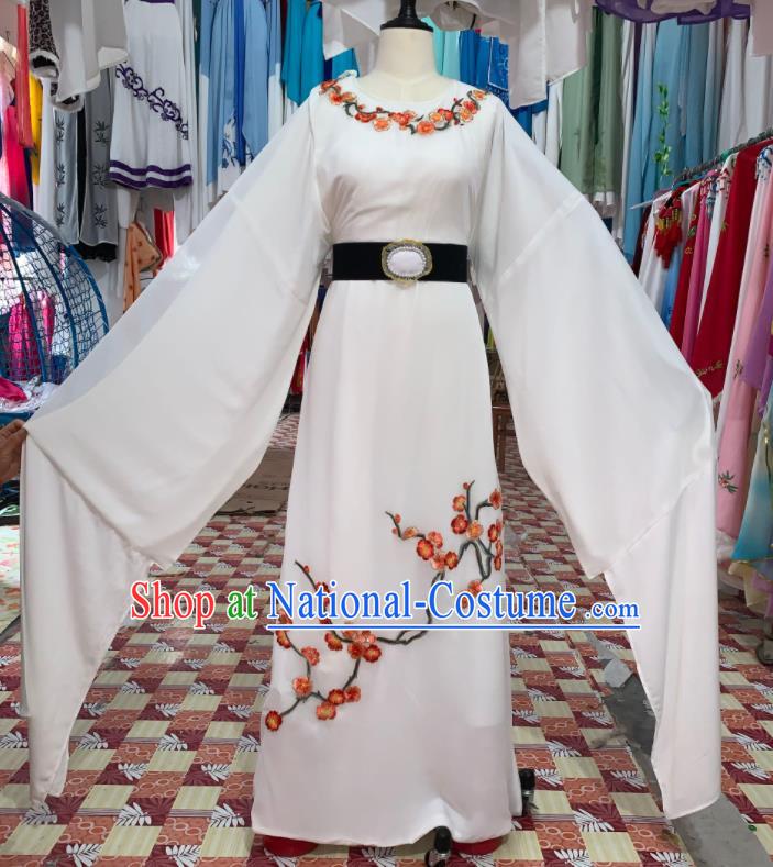 China Beijing Opera Niche Embroidered White Robe Traditional Opera Young Childe Clothing Shaoxing Opera Scholar Garment Costume