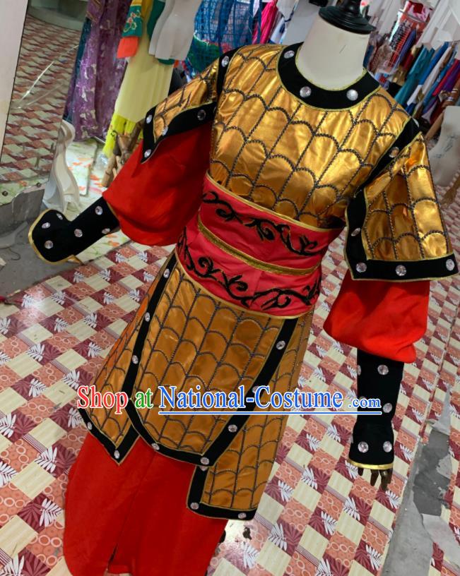 China Beijing Opera Wusheng Red Cape Uniforms Traditional Opera General Clothing Henan Opera Warrior Garment Costumes