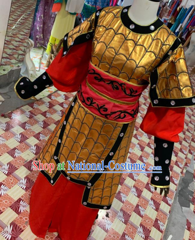 China Beijing Opera Wusheng Red Cape Uniforms Traditional Opera General Clothing Henan Opera Warrior Garment Costumes