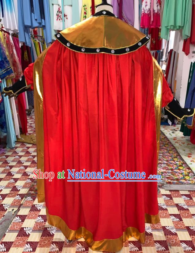 China Beijing Opera Wusheng Red Cape Uniforms Traditional Opera General Clothing Henan Opera Warrior Garment Costumes