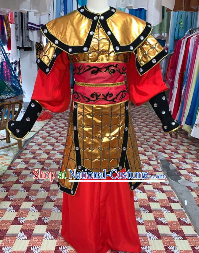 China Beijing Opera Wusheng Red Cape Uniforms Traditional Opera General Clothing Henan Opera Warrior Garment Costumes