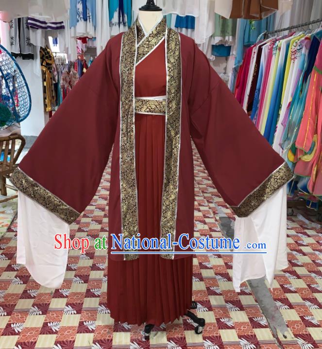 China Henan Opera Old Dame Wine Red Dress Outfits Traditional Peking Opera Laodan Clothing Ancient Elderly Woman Garment Costumes