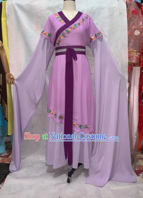 China Huangmei Opera Court Maid Lilac Dress Outfits Traditional Peking Opera Actress Clothing Ancient Palace Lady Garment Costumes