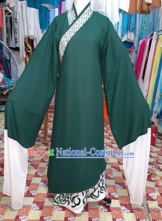 China Beijing Opera Xiaosheng Deep Green Robe Traditional Opera Scholar Clothing Shaoxing Opera Xu Xian Garment Costumes