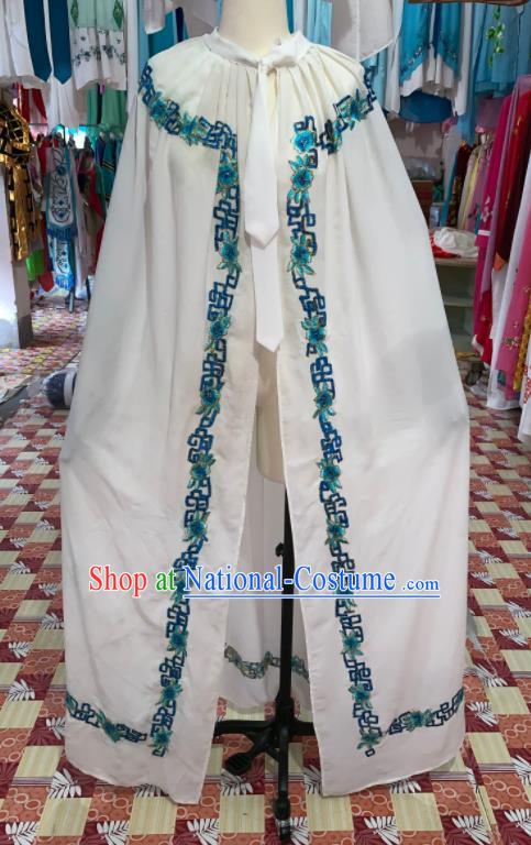 China Beijing Opera Xiaosheng White Mantle Traditional Opera Scholar Cloak Clothing Shaoxing Opera Childe Garment Costume