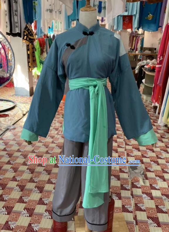 China Shaoxing Opera Pauper Navy Outfits Traditional Peking Opera Xiaodan Clothing Ancient Servant Girl Garment Costumes