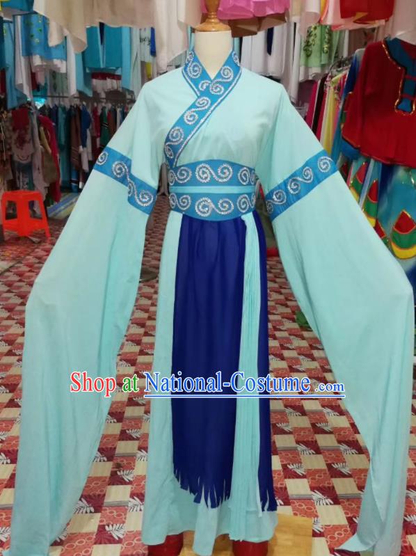 China Traditional Peking Opera Actress Clothing Ancient Village Girl Garment Costumes Shaoxing Opera Country Lady Blue Dress Outfits