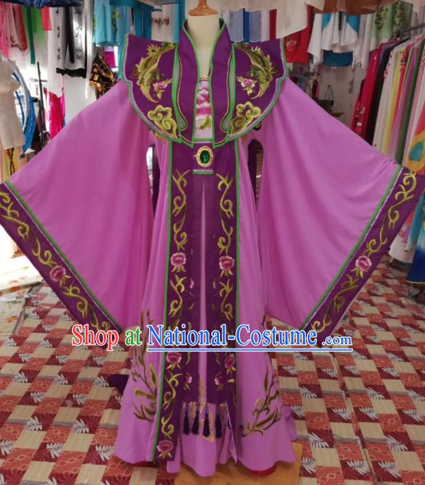 China Shaoxing Opera Imperial Concubine Purple Dress Outfits Traditional Peking Opera Hua Tan Clothing Ancient Empress Garment Costumes