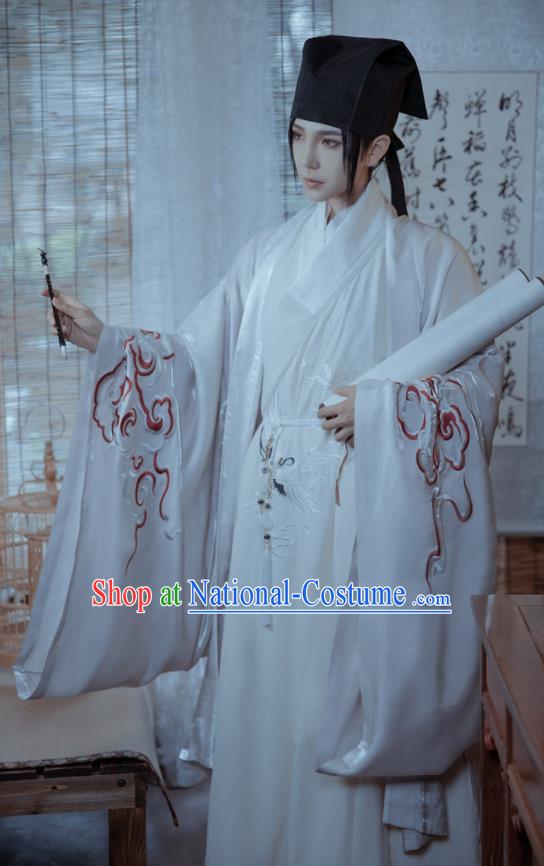 China Traditional Hanfu Priest Frock Ming Dynasty Swordsman Garment Costumes Ancient Young Childe Clothing Complete Set