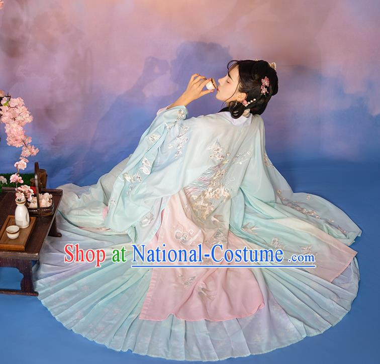 China Ancient Young Beauty Clothing Traditional Embroidered Hanfu Dress Song Dynasty Royal Princess Garment Costumes Complete Set