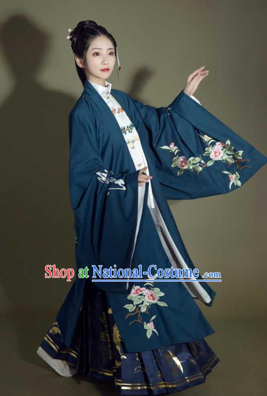 China Ming Dynasty Noble Mistress Garment Costumes Ancient Court Beauty Clothing Traditional Embroidered Hanfu Dresses