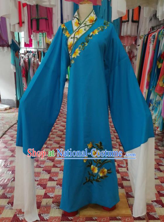 China Beijing Opera Xiaosheng Blue Robe Traditional Opera Young Childe Clothing Shaoxing Opera Scholar Garment Costumes